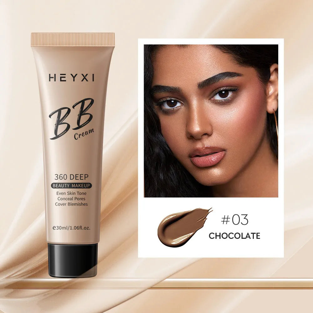 Waterproof BB cream in four shades 01, 02, 03, 04 with sweat-proof properties