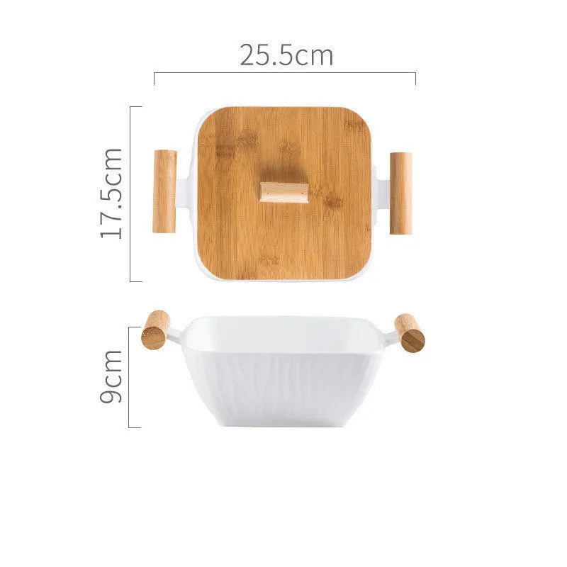 Creative irregular shaped porcelain bowl with matching lid in choice of four colours