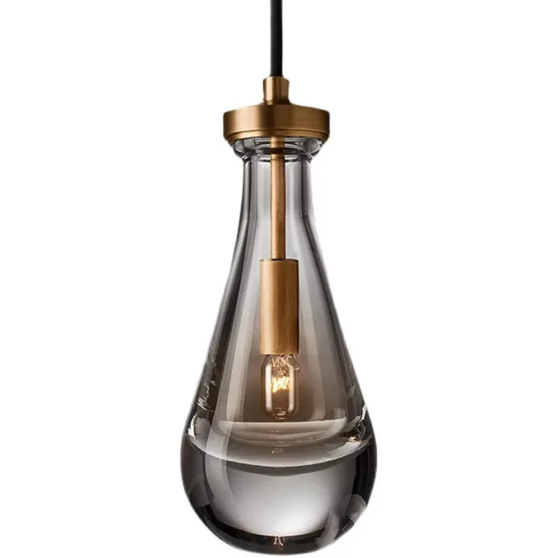 Copper crystal pendant light, 11cm diameter, 25cm height, E14 warm light, 220V Nordic chandelier