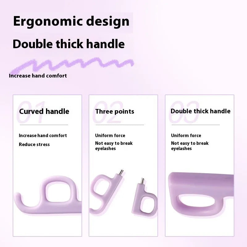 Lightweight eyelash curler with scissor handle in pink or purple colour options