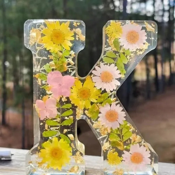 Transparent resin night light ornament with custom letter design 15cm square modern simplicity