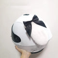 Carbon fibre rabbit ears decoration for motorcycle helmet in various colours including red, blue, and black with bow.