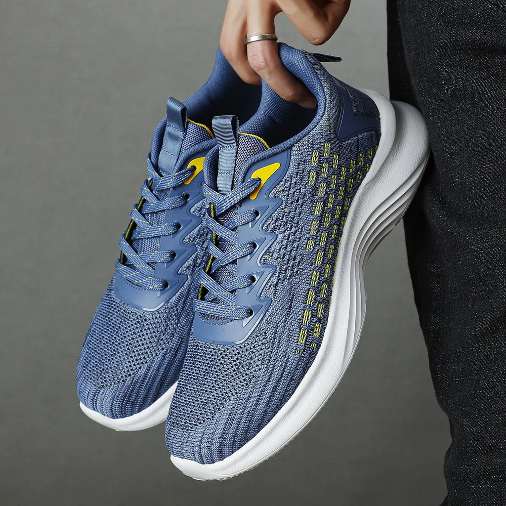 Women's Lavender Purple Flyknit running shoes with striped mesh design and EVA sole