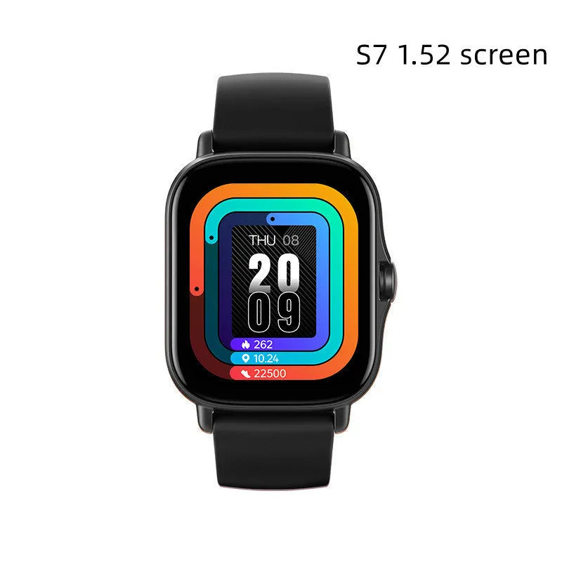 GT20 smartwatch with black silicone strap and alloy case showing heart rate monitoring on screen.