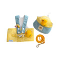 Three-piece pet harness and leash set with matching cute hat for cats and dogs