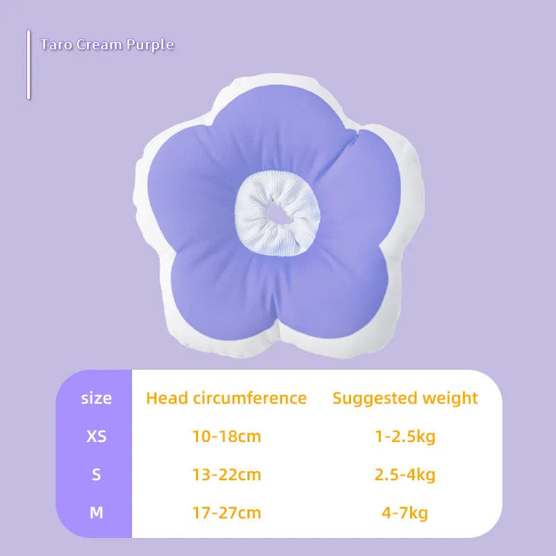 Adjustable cotton flower collar for cats in various colours on a white background