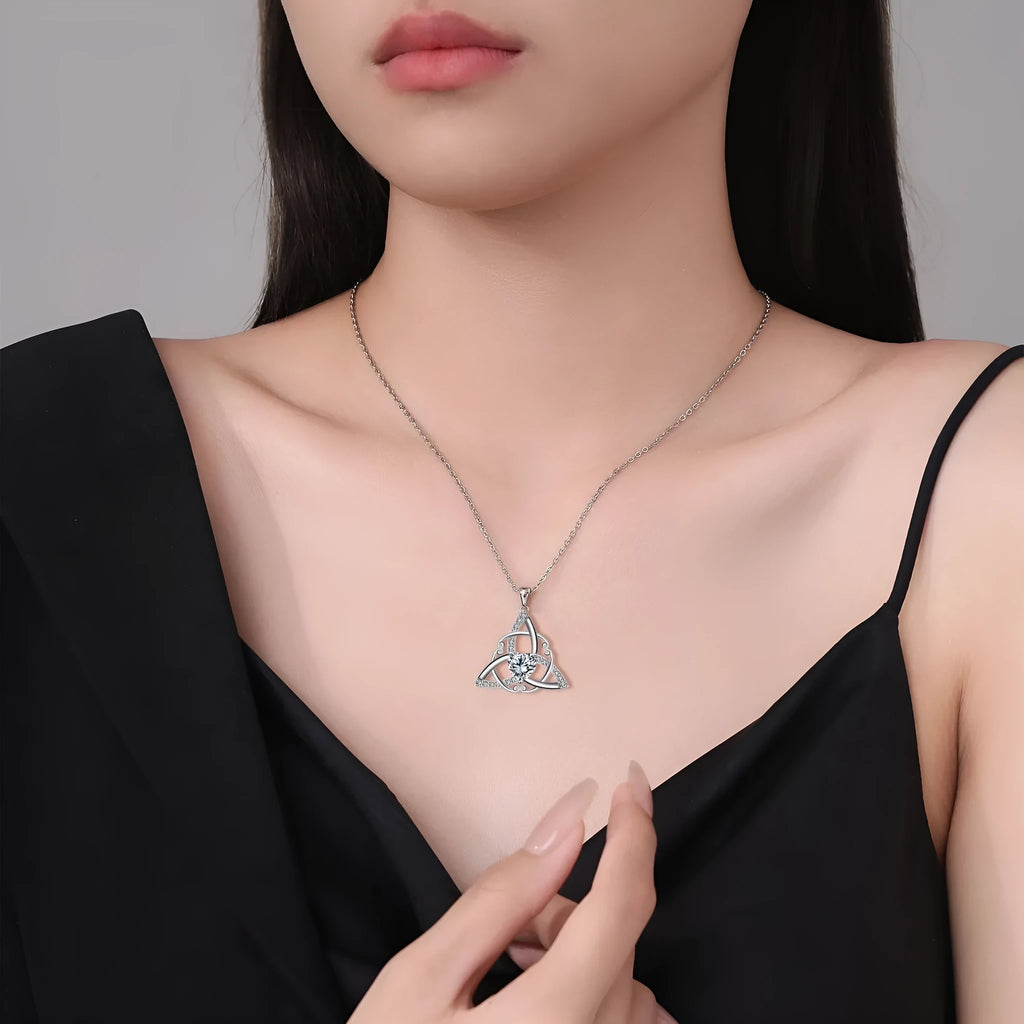 Celtic knot pendant necklace for women in copper with geometric design