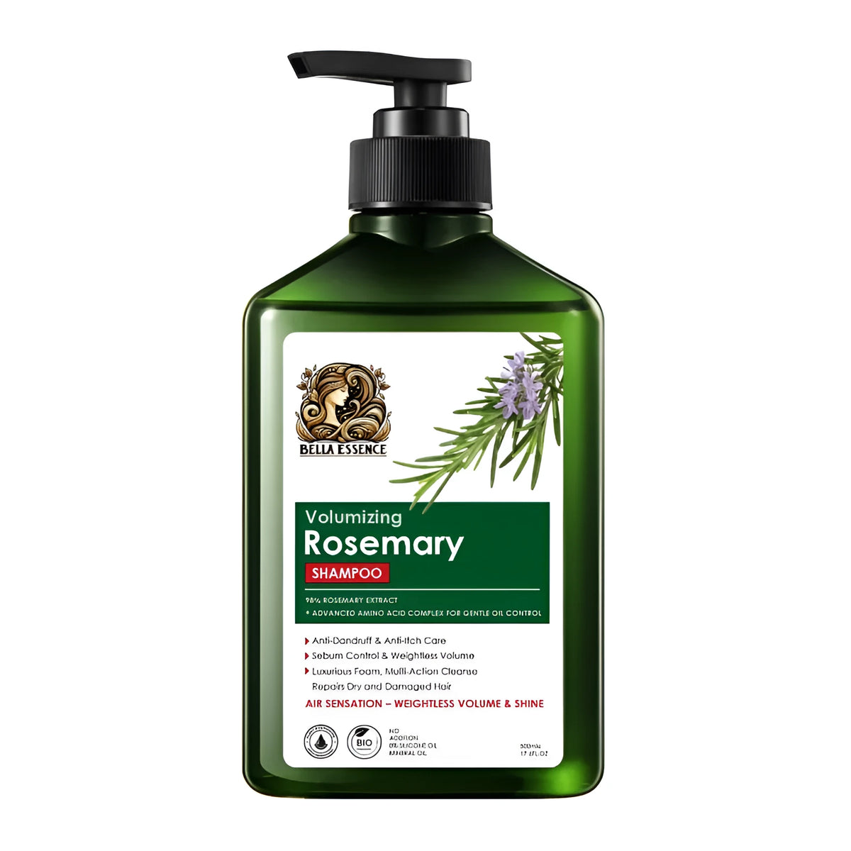 Rosemary anti-dandruff fluffy shampoo and conditioner bottles for scalp care and soft hair