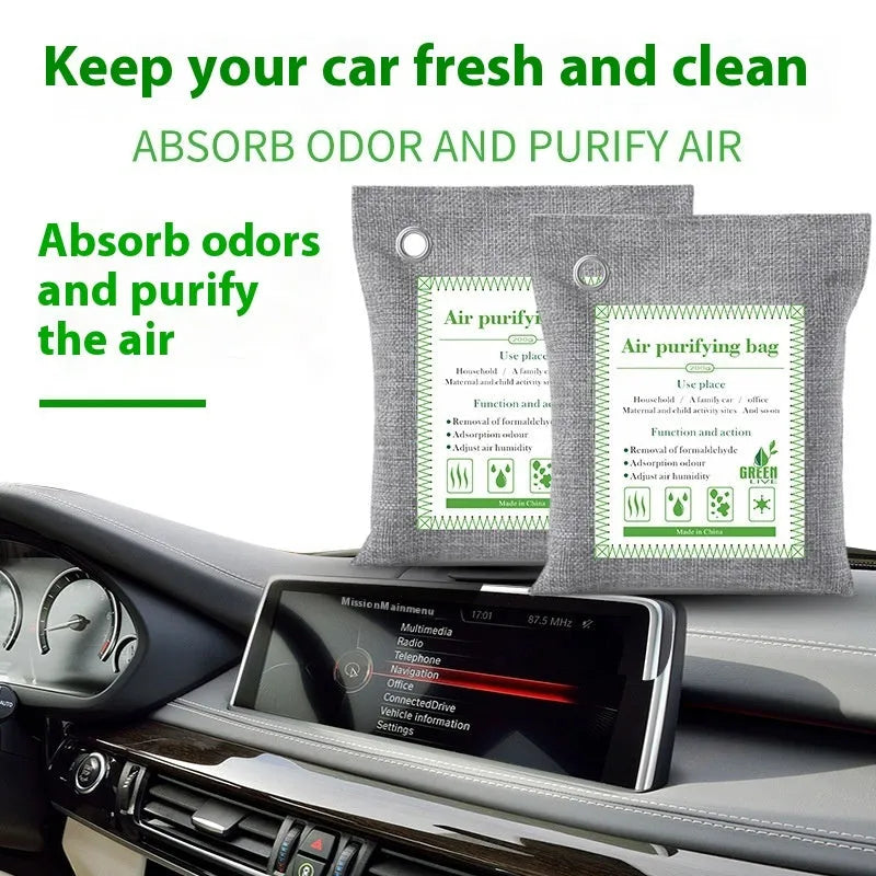 Activated bamboo charcoal bag for formaldehyde removal and air purification in household settings.