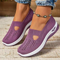 Women's casual flat mesh shoes with T-strap in assorted colours on soft PVC sole