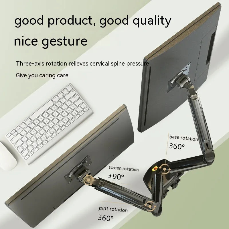 Dual screen monitor bracket with height adjustment for VESA 75-100mm compatible displays
