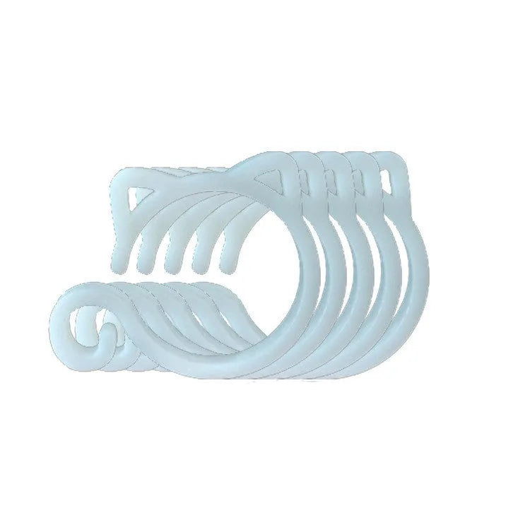 Small cat-shaped plastic clip for gardening in red, yellow, green, and white colours