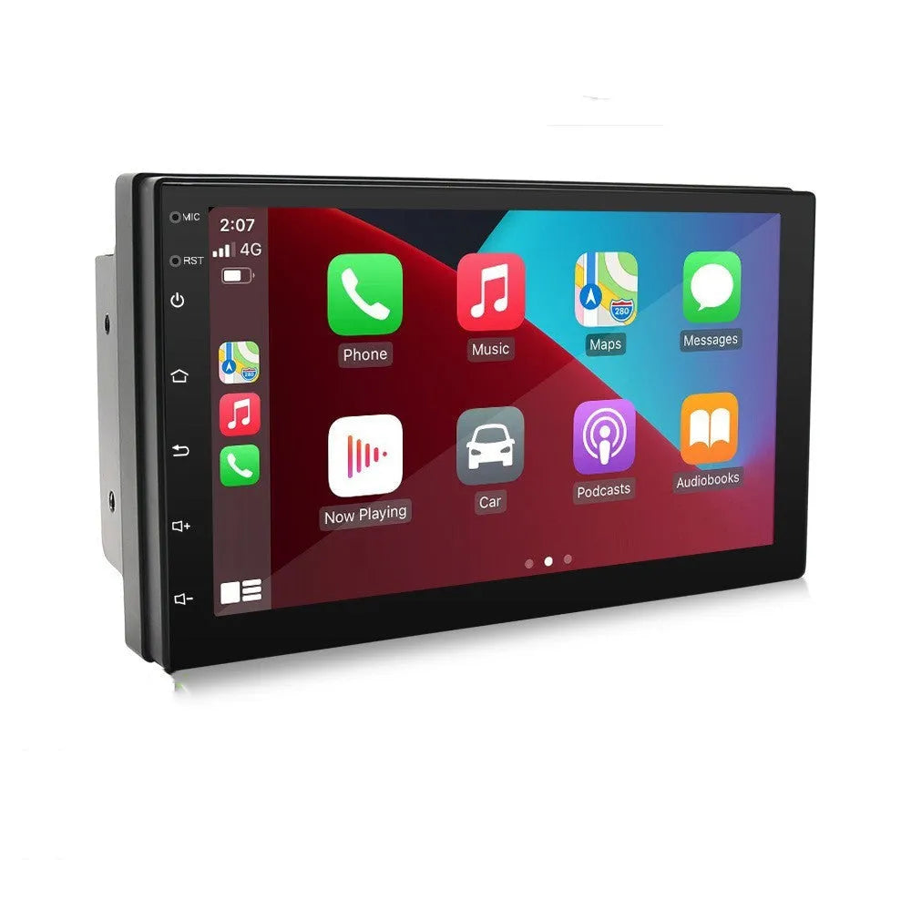 Universal black car MP5 player with 7-inch screen showing GPS navigation display