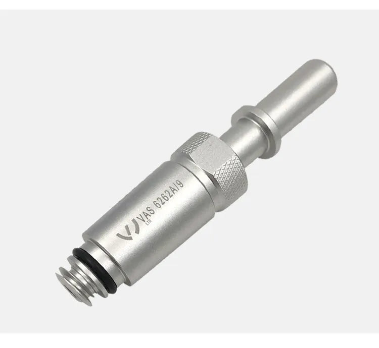 Silver metal transmission refueling joint for VAS6262-9 adapter, weighing 500g.