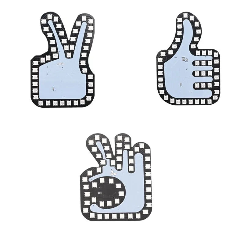 Car USB plug finger gesture LED light showing thumbs up, OK, and scissor hand designs