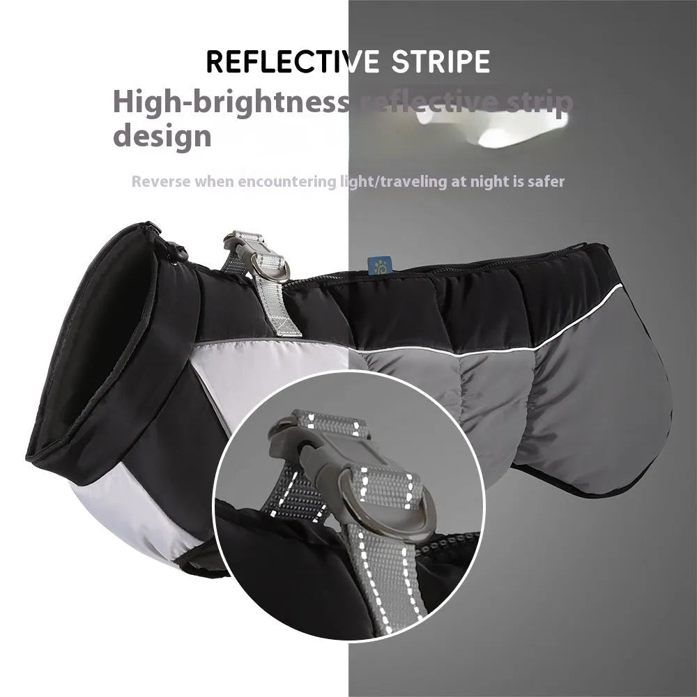 Waterproof reflective dog coat in polar fleece for big dogs in sizes XL to 6XL