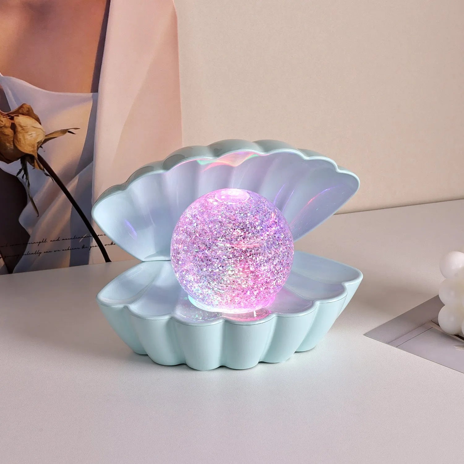 Shell-shaped neon night lamp with battery power for decorative ambience lighting