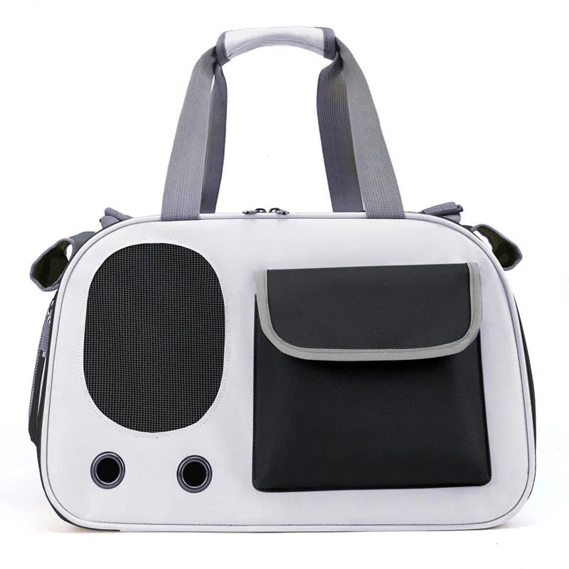 Foldable single shoulder pet carrier bag in canvas material, shown in yellow colour option