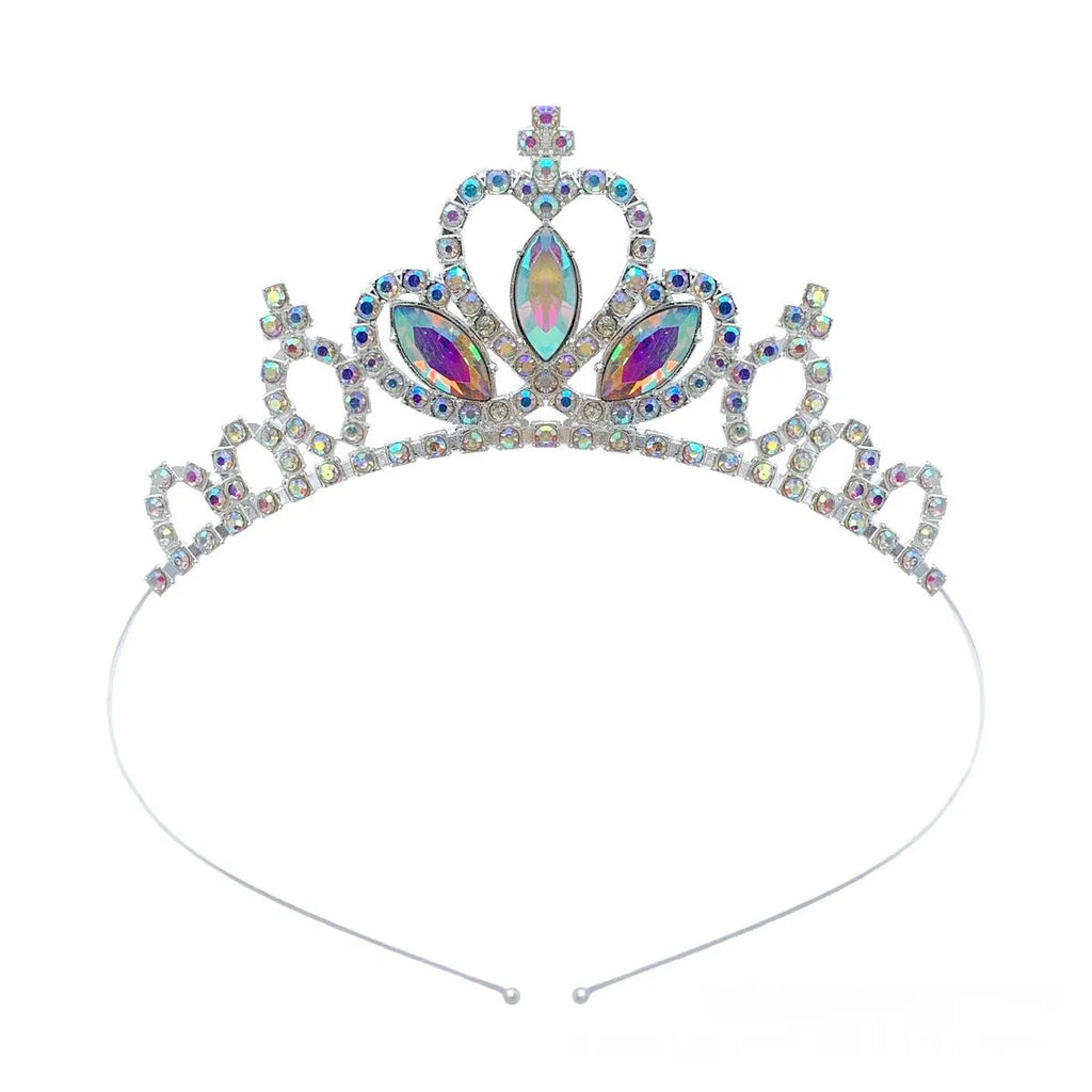 Girl's electroplated alloy princess crown headdress in gold and silver colour variations for birthday parties