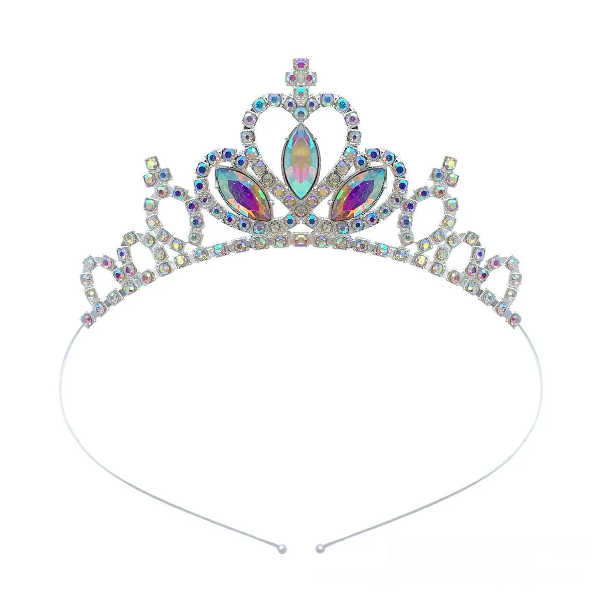 Girl's electroplated alloy princess crown headdress in gold and silver colour variations for birthday parties
