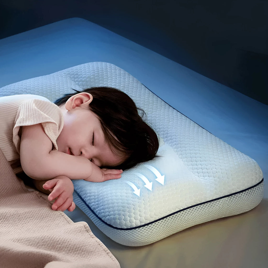 Children's dual-sided antibacterial partition neck pillow with silk floss filler for ages 1-6