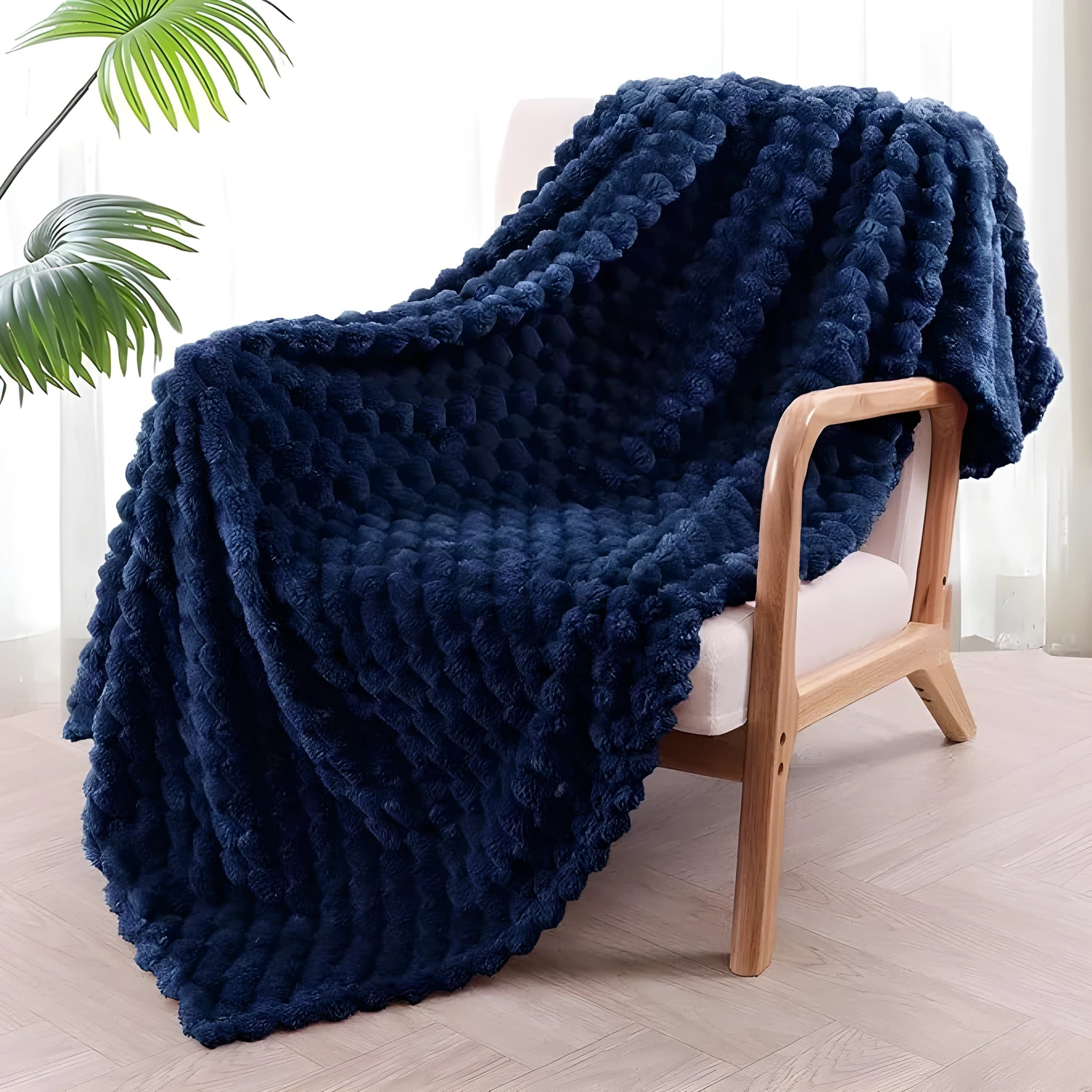 Children's soft plaid polyester blanket shown in camel colour, suitable for nap time.