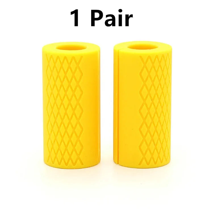 Set of fashion silicone dumbbell and barbell grips in round and grid patterns, black and blue, food-grade material