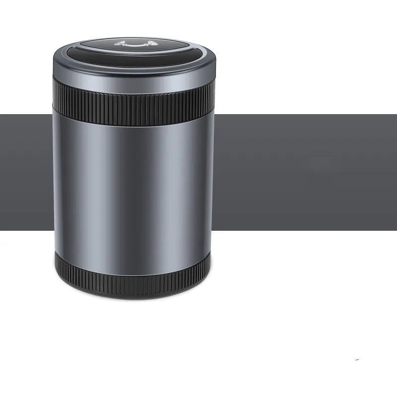 Automatic vehicle mounted car ashtray in grey with USB charging port