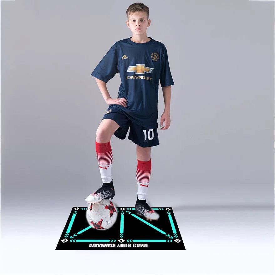 Rubber football training mat for indoor skill practice and lifting drills