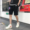 Men hip hop casual loose fit cotton shorts with letter print in black colour