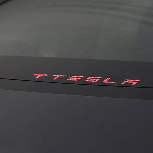 Acrylic brake light decoration sticker applied on a Tesla Model3 tail light