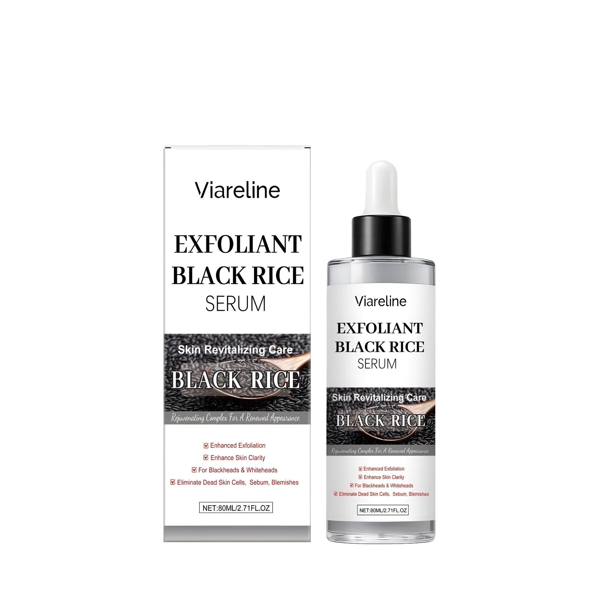80ml bottle of black rice exfoliating liquid with salicylic acid and hyaluronic acid.