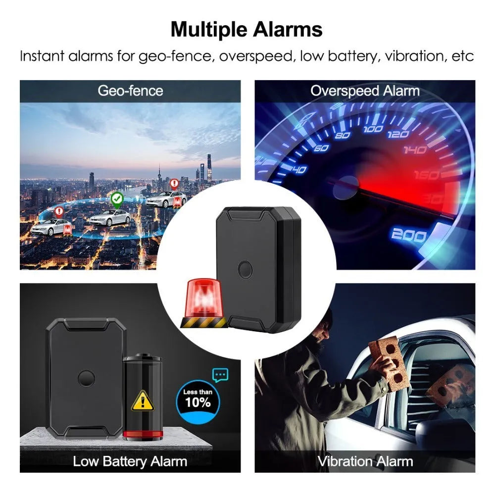 Black GPS car locator with 6000mAh battery and ceramic antenna