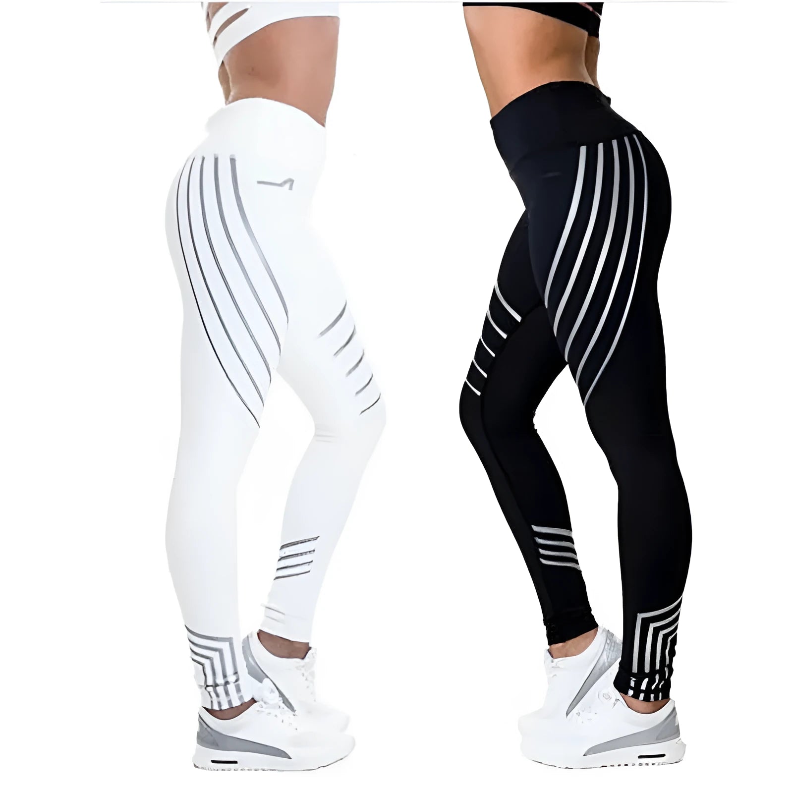 Women's milk silk workout leggings with print pattern in black and white colour options
