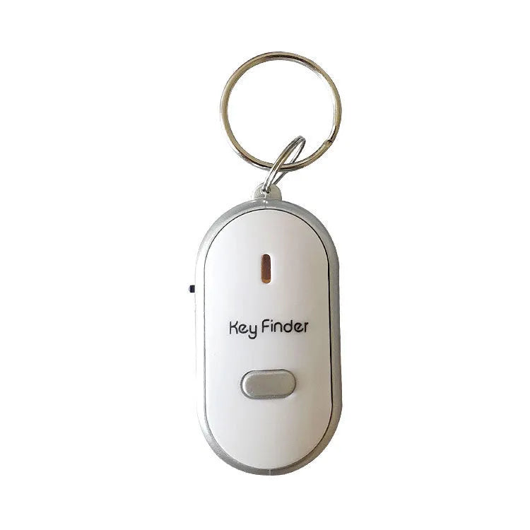 Oval plastic key finder pendant with voice control in red, blue, white, black, or orange.