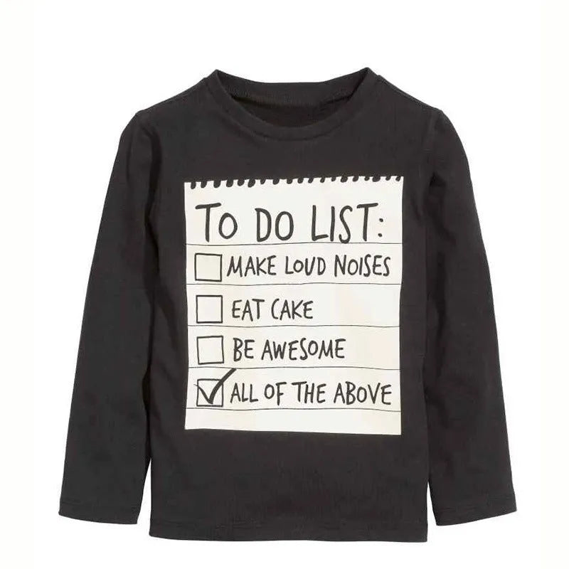 Boys casual cotton two-piece set with long sleeve T-shirt and pants featuring a letter print.