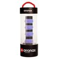 Silicone tennis racket grip buckle in seven colour options showing 17.6 cm by 6.4 cm dimensions