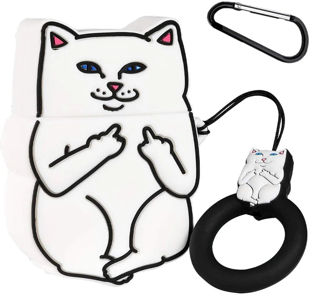 Silicone flip-cover protective case for Apple AirPods 1 and 2 in various cartoon animal designs.