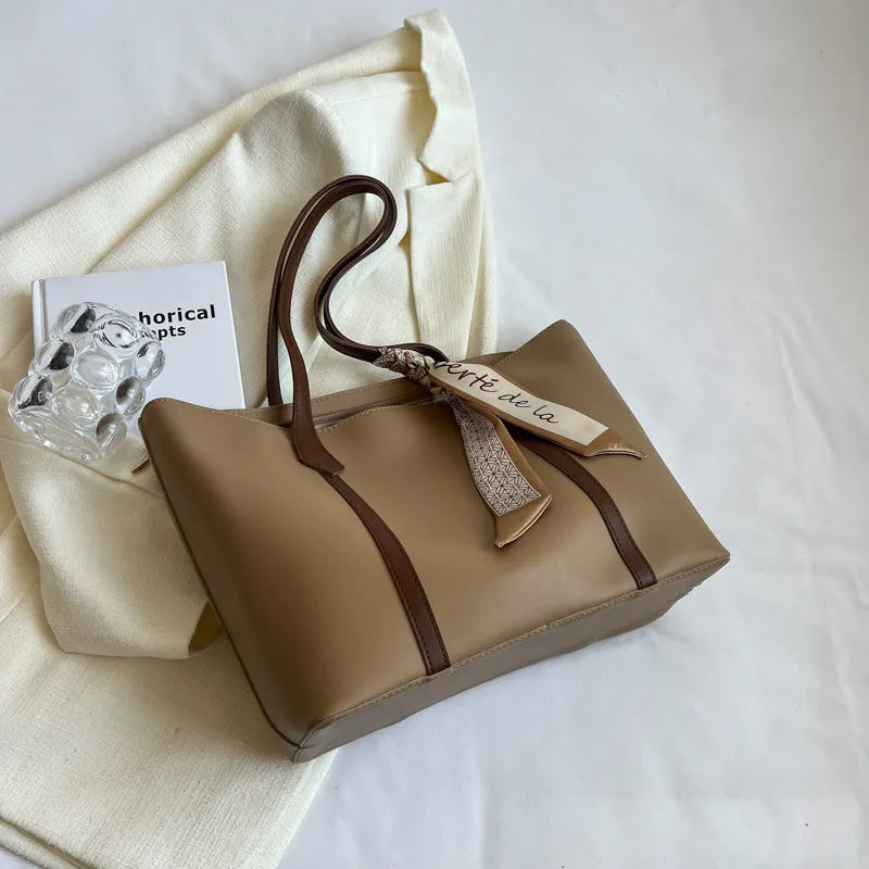 Women's large capacity casual tote bag in bucket design showing six colour options