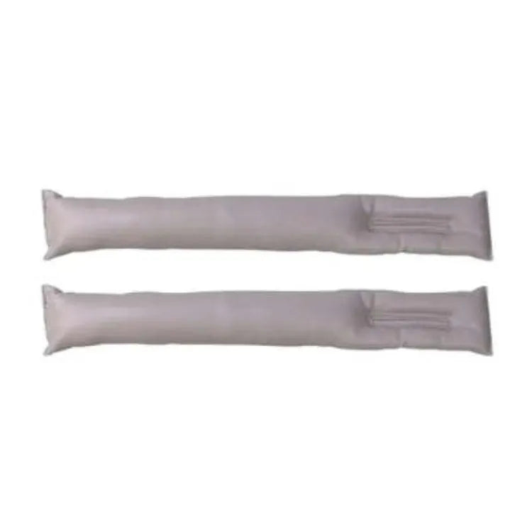 Leather-look PU car seat gap filler strip in black, beige, brown, and grey colours.