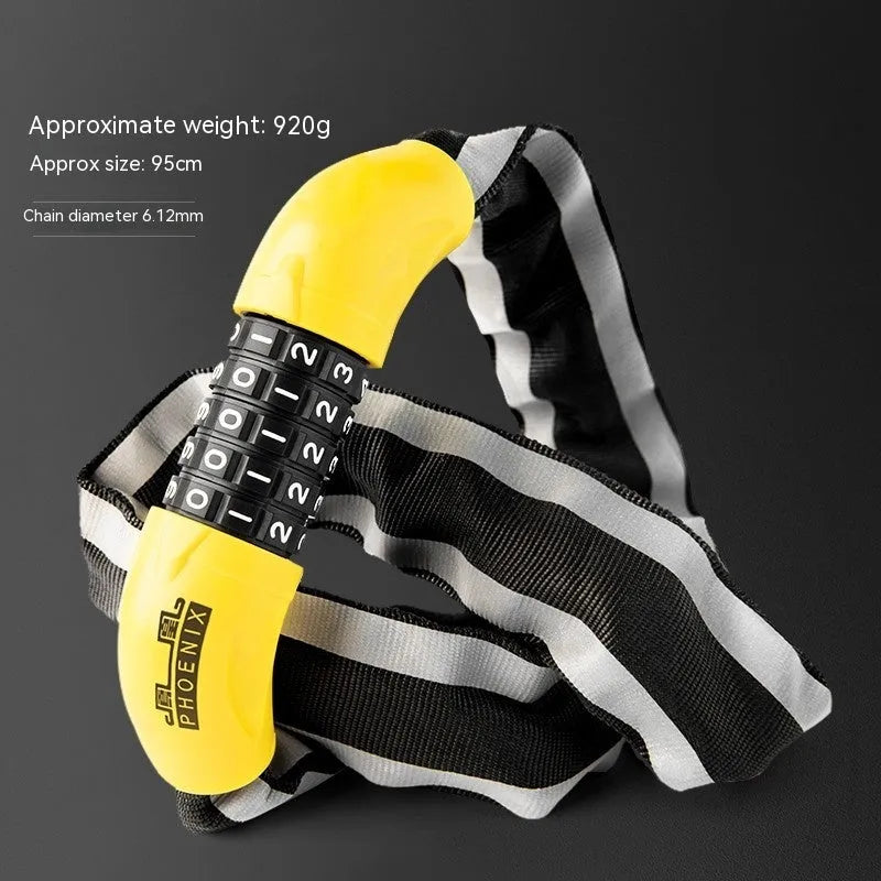 95cm zinc alloy mountain bike chain lock with anti hydraulic shear resistance in black colour
