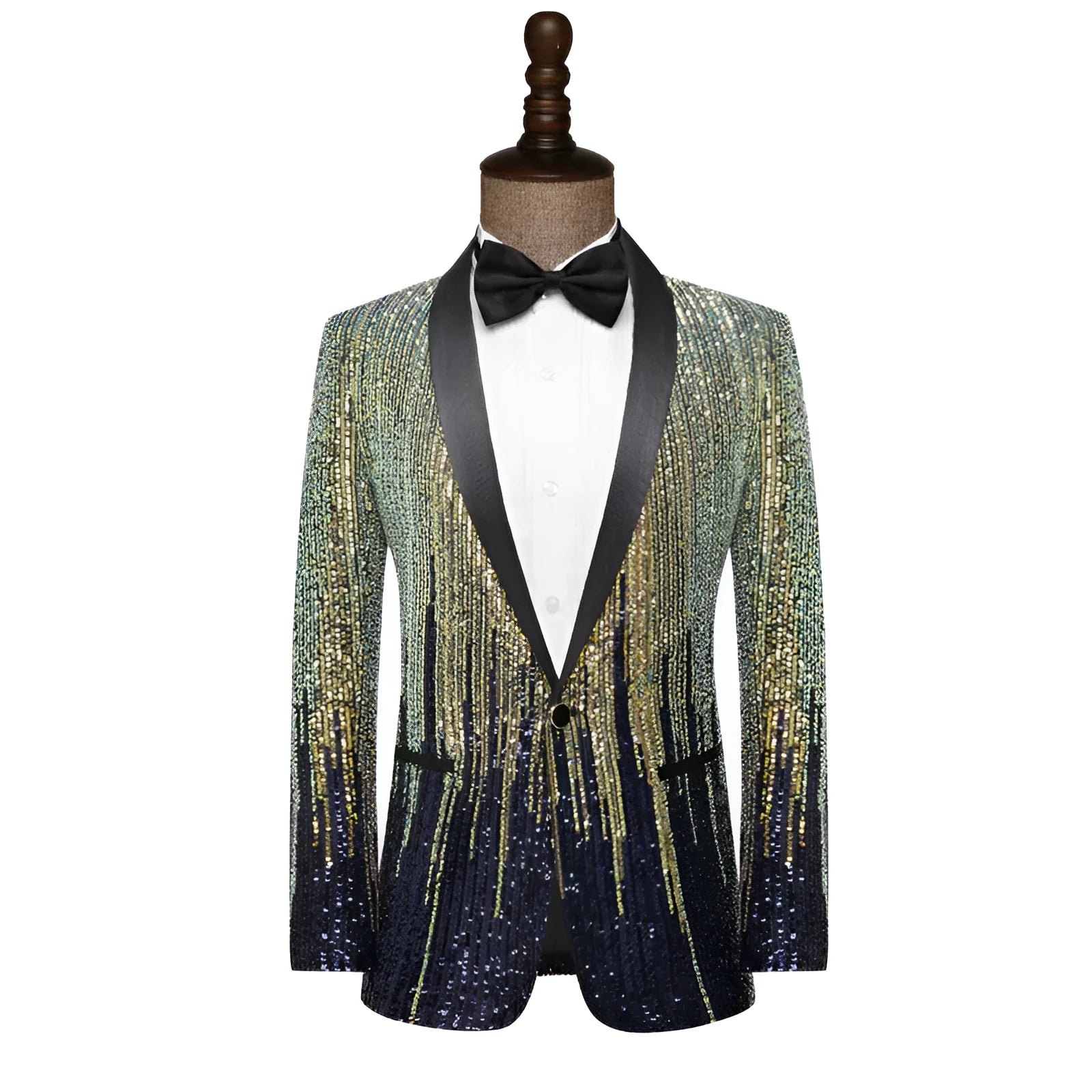 Acetate slim fit stage host catwalk suit blazer in Golden Blue Meteor colour for men