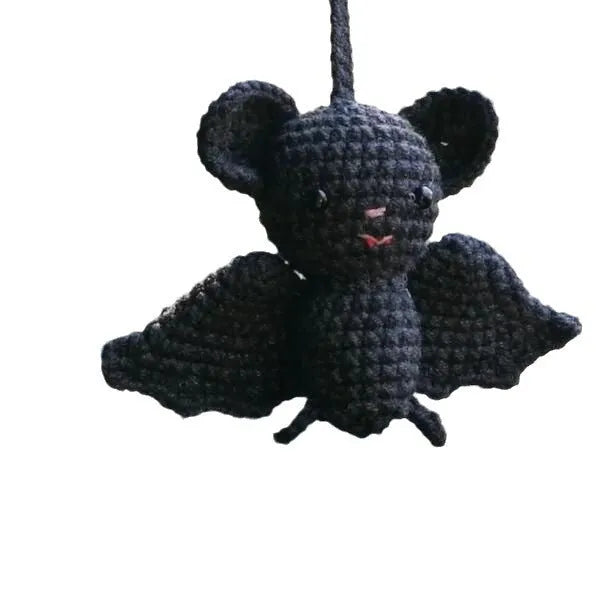 Polyester plush hand-woven cartoon automobile hanging ornament showing Halloween bat and ghost designs.