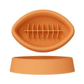 Blue silicone slow feeder pet bowl with suction cup base and internal maze pattern.