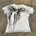 Gothic black men's t-shirt with cartoon pattern print, short sleeve design for casual leisure wear