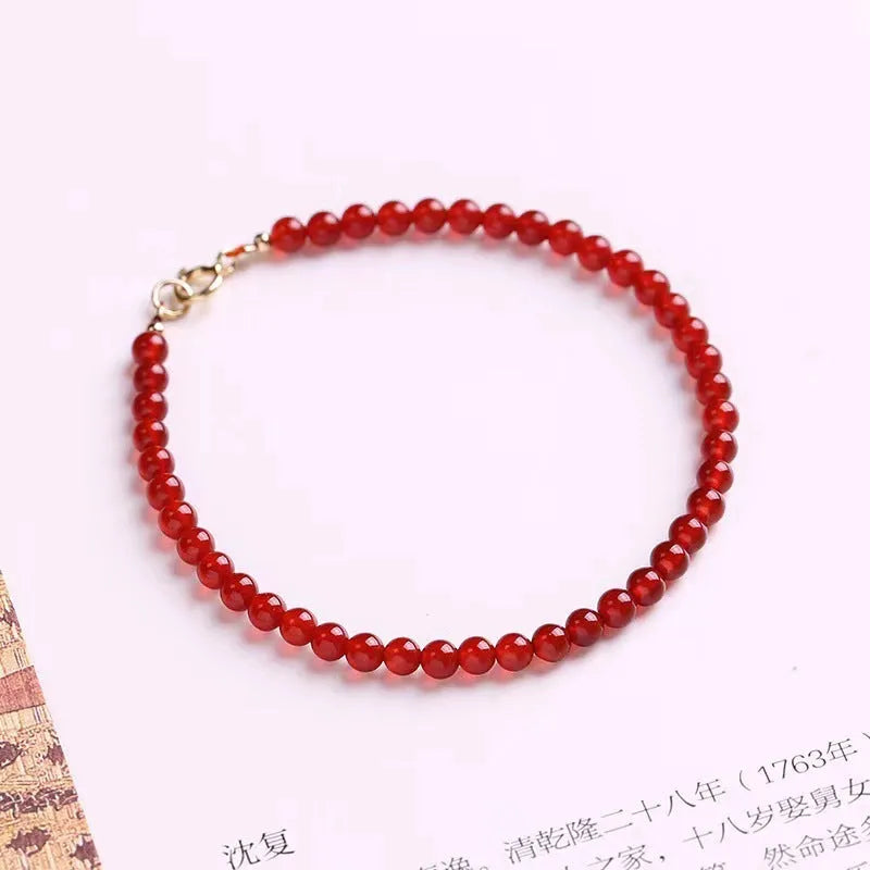Ultra-thin red agate women's bracelet for travel commemoration gifts.