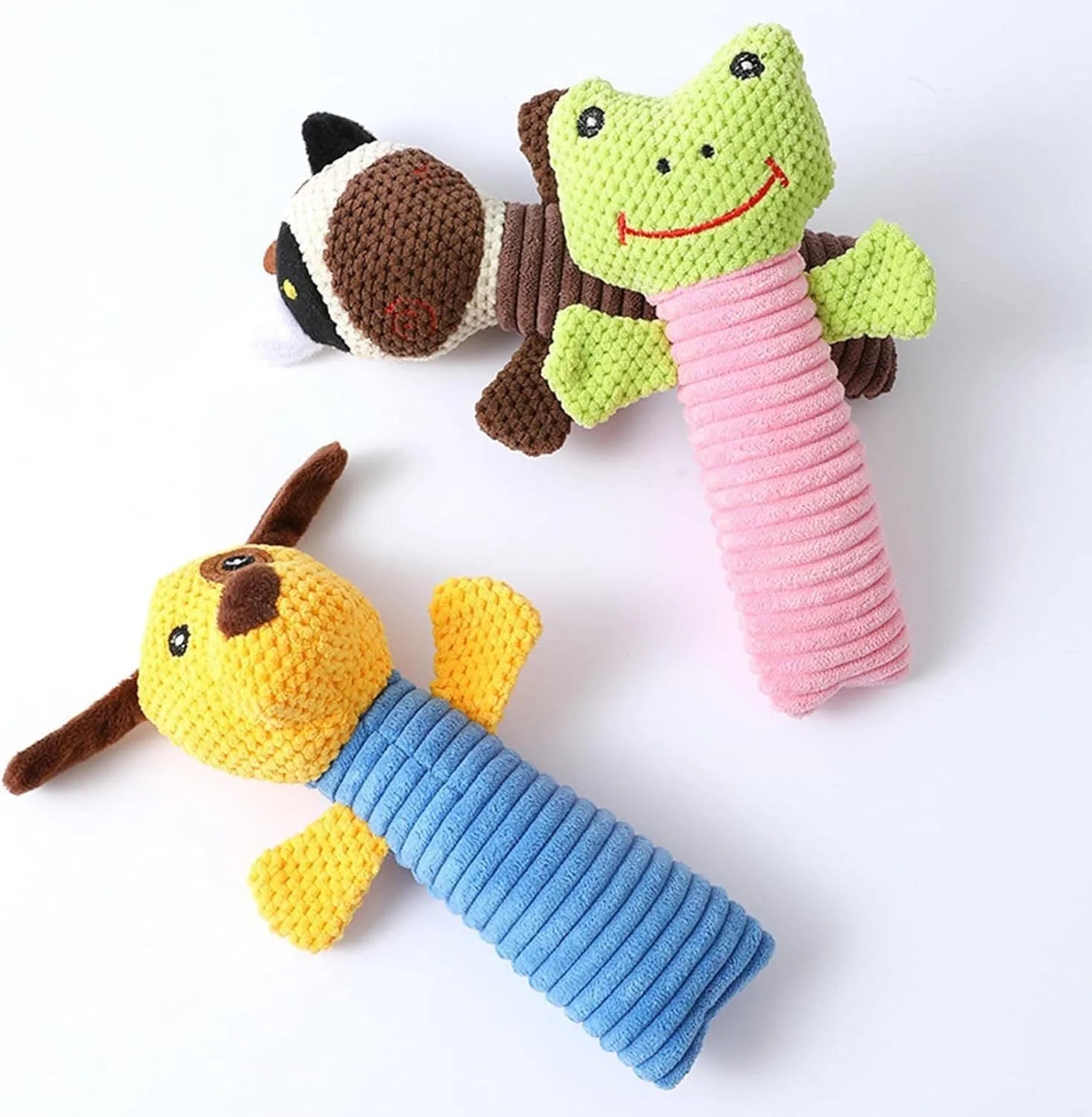 19cm long plush stuffed animal dog squeaky chew toy for dental cleaning