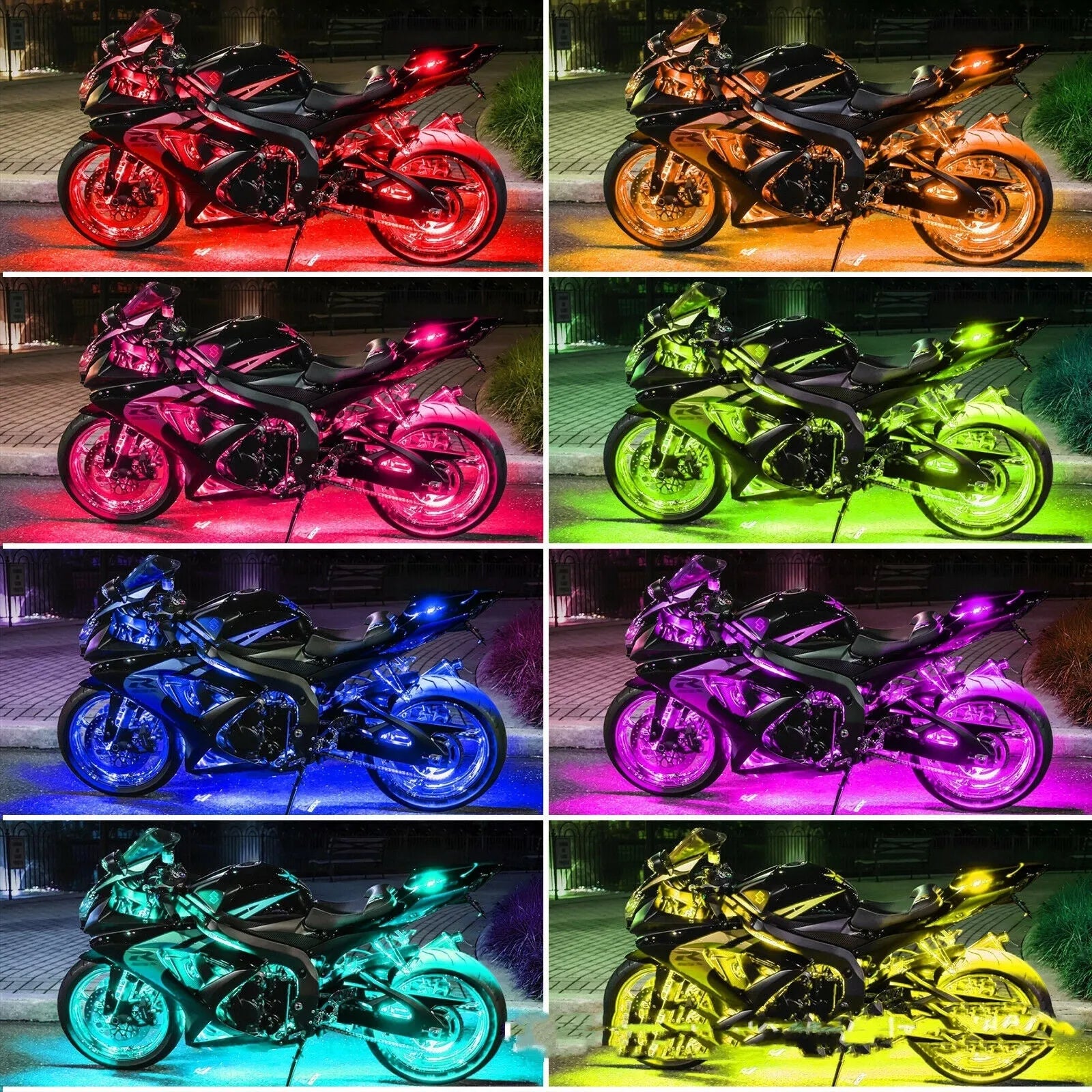 Black silicone RGB LED light strip with wireless remote control for vehicle atmosphere lighting
