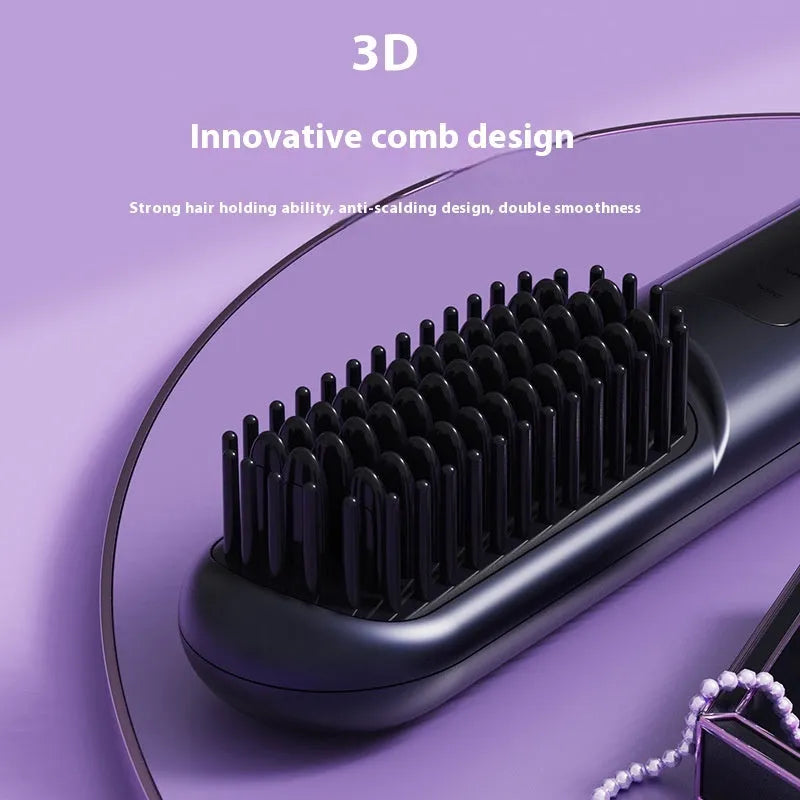 Portable negative ion hair straightening comb in blue, grey, or white.