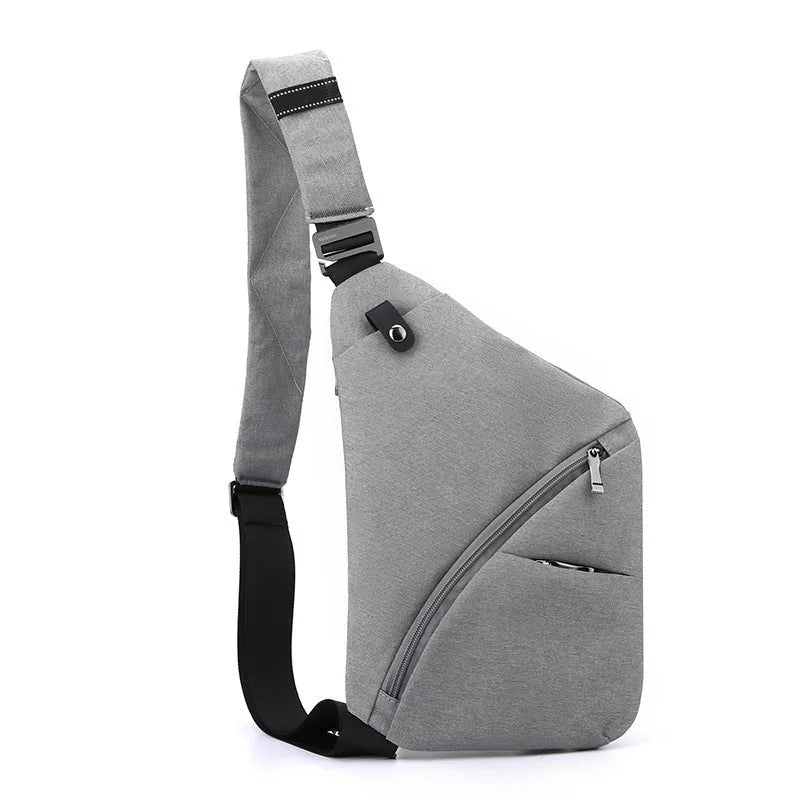 Men's Oxford cloth chest bag with letter print design in black or grey colour